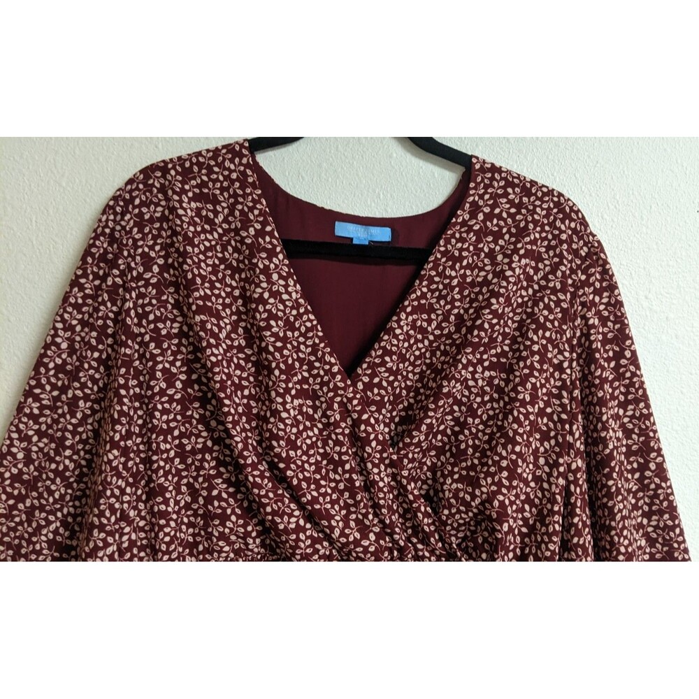 Draper James RSVP Ditsy Floral Burgundy/White Smocked Waist A-Line Dress 2X - Picture 3 of 16